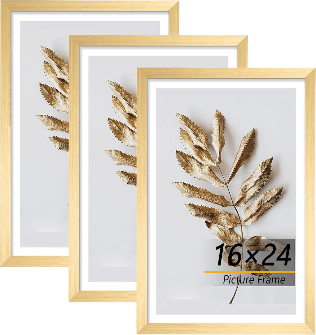 16x24 Picture Frame Gold 3 Pcs set can Display on the Wall, 16x24 in-3Pack