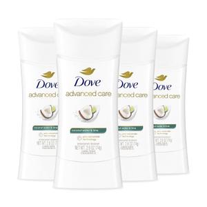 Dove Advanced Care Antiperspirant Deodorant Stick Coconut Water & Lime scent 4 Ct for helping skin barrier repair after shaving 72H odor control & all-day sweat protection for soft underarms, 2.6 oz, Pack of 4