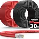 Oududianzi 2x32.8 Feet Solar Panel Wire, 10AWG Solar Wire Tinned Copper 10 Gauge Solar Cable PV Wire, for Outdoor Automotive RV Solar Panels Boat Marine (32.8FT Red + 32.8FT Black)