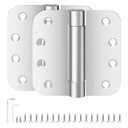 Self-Closing Door Hinges 4 Inch, Heavy Duty Spring Loaded, Adjustable Tension, Soft Close, 304 Stainless Steel for Interior Exterior Doors, Auto Close Hinges, 2 Pack
