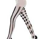 MANZI Halloween Checkered Tights Womens Striped Tights Patterned Clown Nylons Under Dress One Size