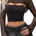 Avidlove Sheer Tops for Women Mesh Long Sleeve Tops Y2k Top Sexy Clubwear Concert Outfits Black XL