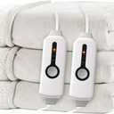 Electric Heated Blanket Queen Size 84"x90" - Dual-Sided with Microplush & Sherpa Fabric, 4 Heat Settings & 10 Hours Auto Off, Dual Controller, Machine Washable - White (05-lvory)