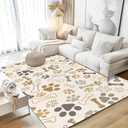 Washable Area Rug 5x7 Dog Cat Paw Print Bones Washable Large Rugs for Living Room Non-Slip Soft Low Pile Carpet Rug for Bedroom Bedside Dining Room Nursery