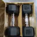 CAP 150 LB Rubber Coated Hex Dumbbell Hand Weight Set with Vertical Storage Rack - Chrome Handle | Black Rack