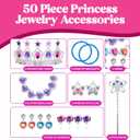 50 PCS Princess Jewelry Dress Up Accessories, Pretend Play Set Jewelry Party Favors for Girls Cosplay Party Favors with Crown Wand Ring Earring Necklace