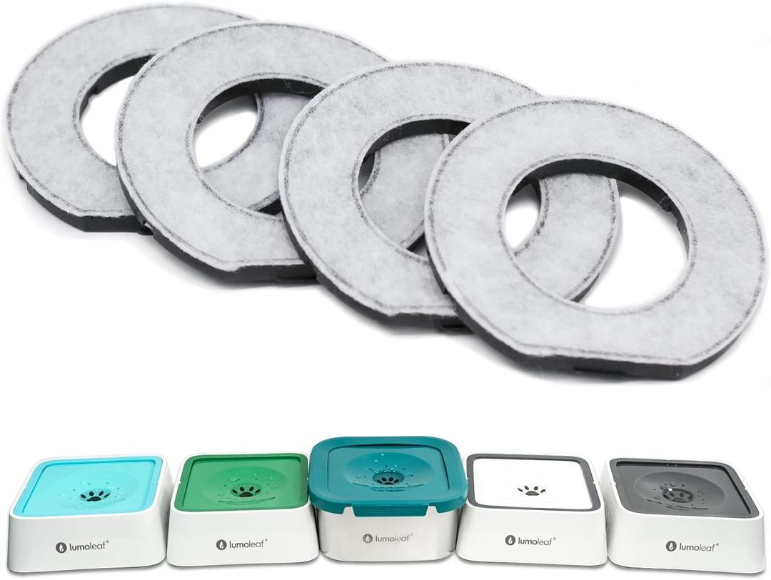 LumoLeaf Replacement Filters for 70oz/2L & 135oz/4L No Spill Dog Water Bowl  Coconut Activated Charcoal Filters, Pack of 4