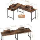 MINOSYS L Shaped Computer Desk - 58" Gaming Desk, Reversible Corner Desk, Home Office Writing Desk with Monitor Stand Shelf, Space-Saving Modern Simple Wooden Desk, Rustic Brown
