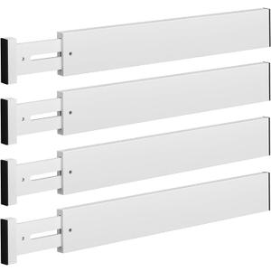 DUCOO 4 PCS Drawer Divider, 17"-22" Adjustable Bamboo Drawer Dividers Organizers, Expandable Separators for Kitchen, Clothes, Dressers, Home, Office, White