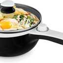 Dezin Hot Pot Electric Upgraded, Non-Stick Saut Pan, Rapid Noodles Electric Pot, 1.5L Mini Portable Hot Pot for Steak, Egg, Fried Rice, Ramen, Oatmeal, Soup with Power Adjustment (1.6 Quarts, Black)