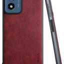 for Motorola Moto G Play (2024) Premium Leather Cover Retro Design Full Protective Phone Case for Motorola Moto G Play (2024) (Red)
