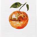 Trendy Orange Kitchen Towels, Funky Y2K Disco Ball Orange Dish Tea Towels for Kitchen Decor, Retro Citrus Fruit Decorative Hand Towels for Bathroom, 16x24 Inch