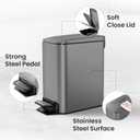 Cesun Small Bathroom Trash Can with Lid Soft Close, Step Pedal, 6 Liter / 1.6 Gallon Stainless Steel Garbage Can with Removable Inner Bucket, Anti-Fingerprint Finish (Gray)