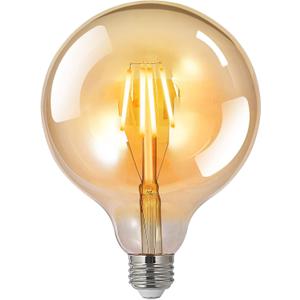 BoostArea LED Bulbs 60 Watt Equivalent, 2 Pack 6W G125 Led Globe Bulbs, Antique Vintage Light Bulbs Amber, E26 LED Edison Light Bulb, 2700K 800LM Warm White, E26 Standard Base, Non-Dimmable