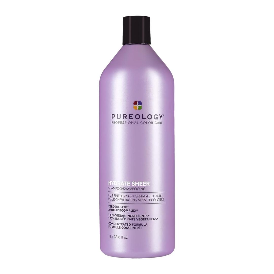 Pureology Hydrate Sheer Shampoo - Lightweight Hydrating Shampoo For Fine or Dry Color-Treated Hair, Silicone-Free & Vegan (33.8 Fl Oz (Pack of 1))