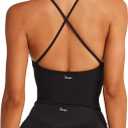 Danysu Sculpt Workout Tank Tops Women Backless Longline Sports Bras Strappy Padded Yoga Top (Medium, #2.scoop Neck Black)