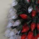 C6 Solar Christmas Lights Outdoor, 100 LED 33FT Christmas Decorations Outdoor Waterproof, Solar String Lights for Outside with 8 Modes, Fairy Twinkle Light for Tree Garden Yard Decor (Red and White)