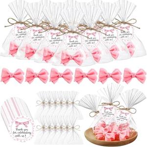 Demissle 40 Sets Coquette Bow Baby Shower Favors Pink Soap Party Favors for Guests Return Gifts Bulk Cute Soaps with Bags Twines Thanks Tags for Birthday Party Decorations Girl Gender Reveal