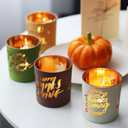 WDHODEC Thanksgiving Candle Holders 4PCS Votive for Fall, Party, Bedroom, Kitchen, Table Decor and Indoor Decorations