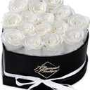 GLAMOUR BOUTIQUE 16 Flower Forever Heart Shape Box, Mothers Day Gift For Mom, Eternal Preserved Roses Gift for Her, Flowers bouquet, For Birthday, Anniversary, Girlfriend - White