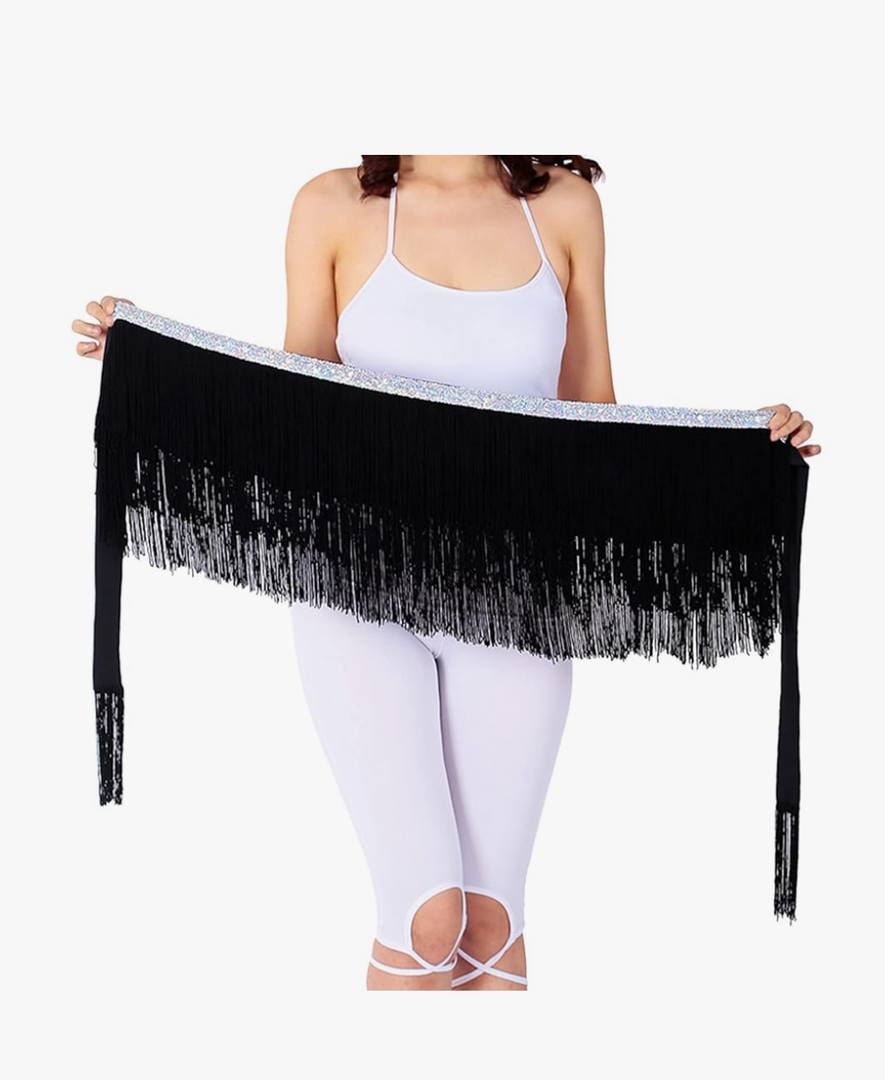 Women's Mini Skirts Fringed Frayed Low Waist Latin Dance Skirt Binding Tassel Lace Up Belly Dancing Skirt for