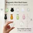 10-Pack Magnetic Mini Glass Vases Set with 30+ Flowers - Strong Magnet Decor for Fridge, Locker and Office - Small for Mom and Women