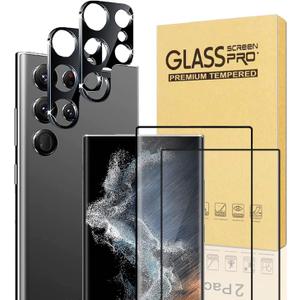 XDesign [2+2 Pack Galaxy S23 Ultra Screen Protector, 9H Tempered Glass Scratch Resistant, Ultrasonic Fingerprint Support, For Samsung Galaxy S23 Ultra 5G 6.8 Inch Glass Screen Protector
