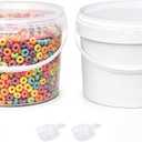 ASEVAT 2 Pack 2 Gallon Plastic Bucket with Lid, Food Grade Clear & White Storage Bucket with Handles & Scoop, Reusable Container for Ice Cream, Pet Food, Pantry & Ice Storage