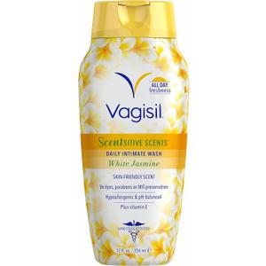 Vagisil Feminine Wash for Intimate Area Hygiene, Scentsitive Scents, pH Balanced and Gynecologist Tested, White Jasmine, 12 oz (Pack of 1)