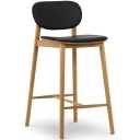 Poly and Bark Black/Oak Bonato Leather Counter Stool