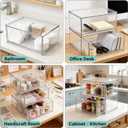 2 x Prsildan Acrylic Makeup Organizer, 2 Pack Stackable Clear Storage Drawers for Baby Bottles Desk Organizers with 2 Drawers for Countertop Vanity Nursery Modular System for Cosmetics Jewelry