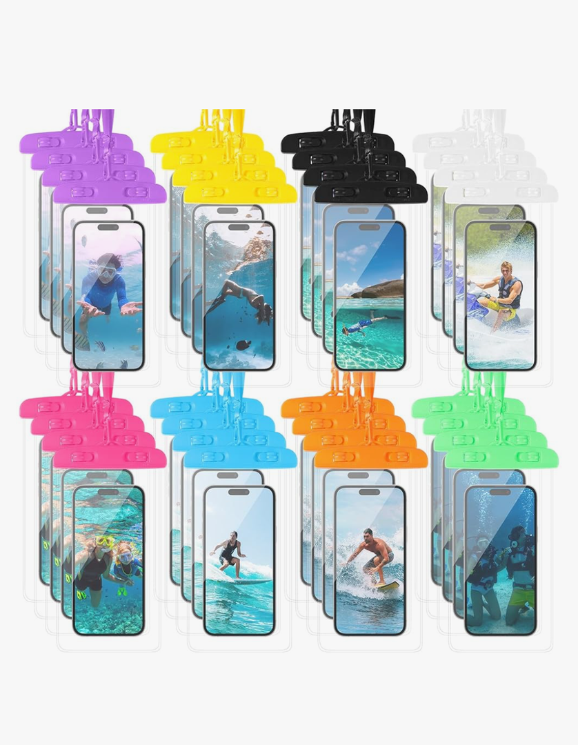 Flutesan 40 Pack Universal Clear Waterproof Phone Pouch Cell Phone Pouch Dry Bag Waterproof Cases Bag with Lanyard for Outdoor Sport Water Games Protect, up to 7 Inches (Colorful)