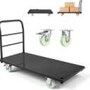 VEVOR Heavy Duty Platform Truck, 2000 LBS Industrial Steel Flatbed Cart with 360 Swivel Wheels, Platform Push Cart Dolly, Easy Storage for Warehouse/Garage/Moving/Garden (48" x 24" x 32") (48.0  24.0  32.1in/1220  610  815 mm)