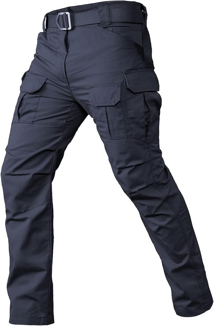 CARWORNIC Gear Men's Tactical Cargo Pants Waterpoof Lightweight Rip Stop EDC Military Combat Trousers Navy Blue 34/32
