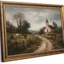 Vintage Countryside Landscape Wall Art(Landscape Wall Art, 16x24in, Framed)
