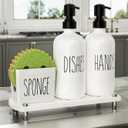 Cisily Kitchen Soap Dispenser Set Comes with Ceramics Sponge Holder, Gold Pumps, and Instant Dry Tray (White&Black, 4 Pack)