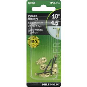 Hillman Professional Picture Hangers 10 Lb Brass Plated Blue Carded