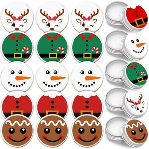 25 Pcs Christmas Lip Balm Gifts Bulk Elf Peppermint Candy Flavor Lip Balms Tins Employee Appreciation Thank You Gifts Christmas Stocking Stuffers for Women Men Coworkers Teachers(Casual Style)