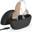 Pair Rechargeable Digital Hearing Aids Amplifier BTE Sound Amplifier Device with Noise Reduction Fit for Adults and Seniors, All-Day Battery Life, Lightweight Behind The Ear, Skin (Beige)