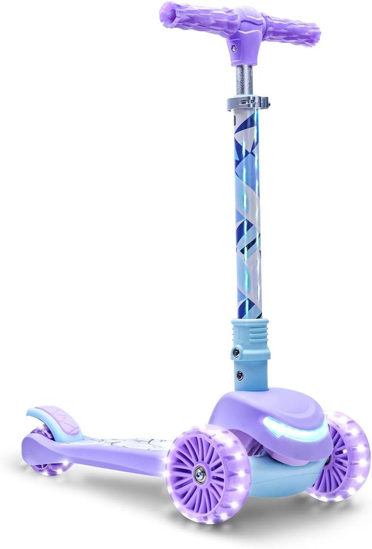Jetson Character Kids Kick Scooter, LED Lights on Stem & Light-Up Wheels, Lightweight Frame, Height-Adjustable Handlebar, Lean-to-Steer System, Easy-Fold Mechanism (Frozen II)