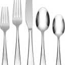 Oneida Silverware Set, Moda Mirror 20-Piece Flatware Set, Service for 4, Made of 18/10 Stainless Steel, Dishwasher Safe, Knife Spoons & Forks, Home & Kitchen, Utensils Set, Cutlery (Silver, 20 Piece)