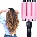 3 Jumbo Barrel Curling Iron Wand 32mm Hair Waver Temperature Adjustable Ceramic Big Waves Hair Crimper (1.25'')