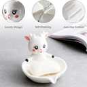 Cute Rabbit Shape Self-Draining Ceramic Soap Dish for Bathroom, Kitchen, Sink & Shower, Easy to Clean, Keeps Soap Dry, Durable & Stylish Cartoon Design, Perfect for Home Dcor.