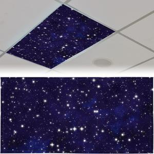 Patelai 4 x 2 Feet Fluorescent Light Cover for Ceiling Lights Magnetic Light Cover with 10 Magnets Fluorescent Light Filters for School Classroom Home Office Drop Lamp Decor(Starry)