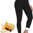 NEW YOUNG Thick Fleece Lined Leggings Women-High Waisted Winter Thermal Warm Yoga Pants Tummy Control L