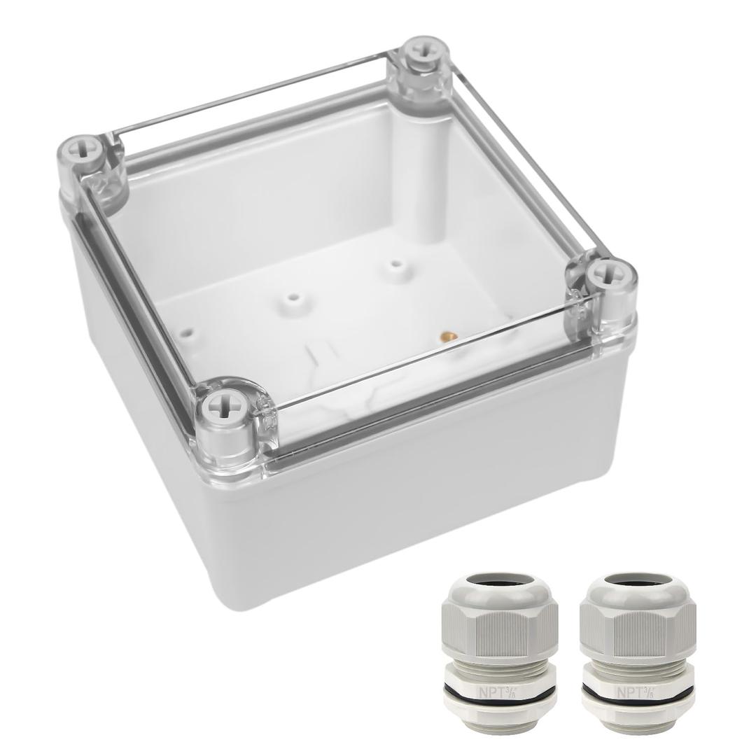 LeMotech Junction Box IP67 Waterproof Dustproof Electrical Box Project Box DIY Enclosure Gray with Transparent Clear Cover, External Size 4.9x4.9x3.0in (125x125x75mm)