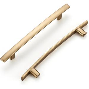 Ravinte 10 Pack Cabinet Handles Champagne Bronze Cabinet Pulls Kitchen Cabinet Handles, Curved Drawer Pulls in 7-1/4 Inch Length with 5 Inch Hole Center Arch Kitchen Cabinet Hardware