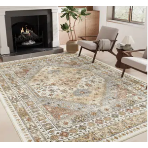 Area Rugs for Living Room,Non-Slip Washable Rugs, Stain Resistant Home Decor Rug (Orange)