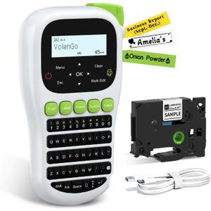 H1100 Label Maker Machine with Tapes 12mm Laminated, Backlit Handheld Label Maker Waterproof-Labels, QWERTY Keyboard & Multi Fonts, Portable Inkless Label Printer for Home Office Organization (Green)