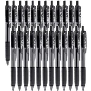 Writon Retractable Ballpoint Pens, Comfort Grip, 1.0mm Medium Point, Black Ink, 24 Pack